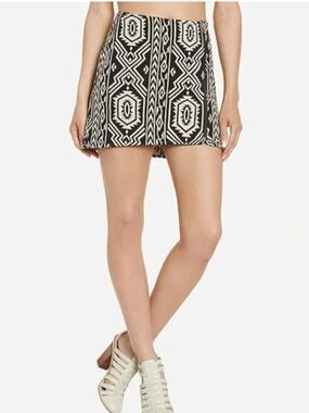 MINKPINK Black & White Aztec-Print Mini Skirt